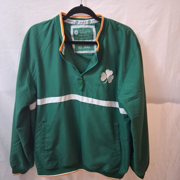 Donegal Bay Athletic Rugby Pullover 1/4 Zip Windbreaker Jacket Green & White-S - Picture 7 of 15